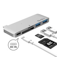QacQoc USB Type C Hub Adapter, 5 in 1 Multi-Port USB 3.0 Type-C Adapter with 1 PD Charging Port,SD/Micro SD Card Reader,2 USB 3.0 Ports,Type-C USB for MacBook/Pro/Air(2018) and More(Silver)