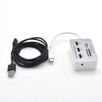 USB C SD Card Reader Type C 7 in 1 Hub for Micro SD/SDHC/SDXC/MS DUO/M2/T-Flash Memory Cards and USB 3.0 x3 Ports for Flash Driver and Charge Phones, include a 6 ft USB to Type C Cable for Smart Phone