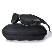 MXNX Polarized Sports Sunglasses for Men Driving Cycling Fishing 100% UV Protection-Matte Black Frame/Black Lens