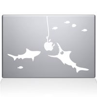 The Decal Guru Shark Party Under The Sea MacBook Decal Vinyl Sticker - 15" MacBook Pro (2015 & Older) - White (0192-MAC-15P-W)