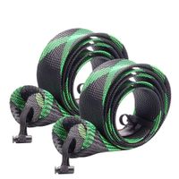 SF Fishing Spinning Rod Socks Braided Mesh Rod Sleeve Cover Protector Pole Gloves(Green/Black) XL 2PCS