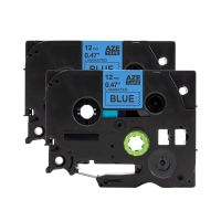 Label Tape Compatible for Brother P-Touch TZE-531 Labeling Tapes Laminated for Indoor or Outdoor Use, Black on Blue,1/2inch x 26.2 Feet,2 Pack