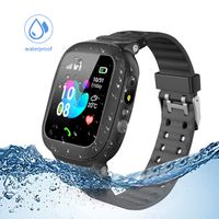 Jsbaby Kids smartwatch Waterproof with LBS/GPS Tracker Smart Watch Phone 3-12 SOS Camera for Boys Girls Game Watches (Black)
