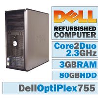 Dell OptiPlex/Core 2 Duo E6550 @ 2.33 GHz/ New 3GB Memory / 80GB HDD/DVD-RW/No OS - (Certified Reconditioned)
