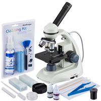 AmScope M170C-SP14-CKI 40X-1000X LED Solid-Metal Portable Compound Microscope with Slide Preparation + Cleaning Kits