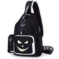 Sling Bag for Mens Women with USB Charger Port, Small Chest Pack with Side Pocket, Fashion Travel School Shoulder Backpack (Evil)