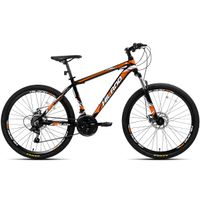 Hiland 26 Inch Mountain Bike Aluminum MTB Bicycle with 17 Inch Frame Kickstand Disc-Brake Suspension Fork Cycling Urban Commuter City Bicycle Black Orange