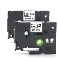 PTH110 Tape TZe 221 9mm 0.35 Inch Laminated Label Tape Compatible for Brother P-Touch PTD210 PTD600 PTD400, 26.2 Feet (8 Meter)，2-Pack
