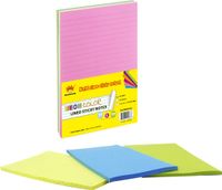 4A Sticky Notes,5 x 8 Inches,Large Size,Neon Assorted,Lined,4 Neon Colors,Self-Stick Notes,50 Sheets/Pad,4 Pads/Pack,200 Sheets/Pack,4A 5084-N-L