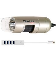 Dino-Lite AM3111 Handheld Digital Microscope with USB 2.0 Connection and Annotating Tools, 10x - 50x, 230x Magnification Bundle with Blucoil USB Type-C Mini Hub with 4 Ports