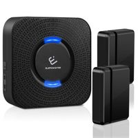 Wireless Door Sensor Chime, ELEPOWSTAR Door Bell Window Alarm for Office/Home/Store/Business, Operate Range 600 feet with 52 Chimes and 4 Volume Levels, Black (2 Door Sensors+1 Plugin Receiver)