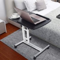 Laptop Desk Fzitimx, Mobile Laptop Computer Desk Cart Height Adjustable Laptop Desk with Wheels Portable Desk Standing Table with Side Basket for Home Office (Black)