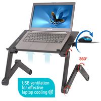 Wonder Worker Einstein Ergonomic Laptop Stand for Bed | Adjustable Portable Laptop Desk with 2 USB Cooling Fans and Mouse Pad | Very Comfortable Laptop Cooling Stand for Work and Relaxation, Black