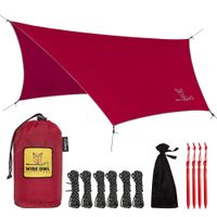 Wise Owl Outfitters Rain Fly Tarp - The WiseFly Premium 11 x 9 ft Waterproof Camping Shelter Canopy - Lightweight Easy Setup for Hammock or Tent Camp Gear - Crimson Red
