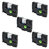 SuperInk 5 Pack Compatible for Brother HSe-221 HSe221 HS-221 HS221 Black on White Heat Shrink Tube Label Tape use in PT-D210 PT-D400 PT-E300 PT-E500 PT-P750WVP Printer (0.34''x 4.92ft, 8.8mm x 1.5m)