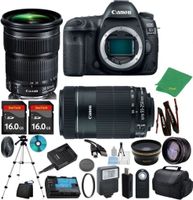 Canon EOS 5D Mark IV with 24-105mm IS STM + 55-250mm STM + 2pcs 16GB Memory + Case + Memory Reader + Tripod + ZeeTech Starter Set + Wide Angle + Telephoto + Flash + Filter