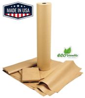 American Made Brown Kraft Paper Jumbo Roll 17.75" x 2400" (200ft) Ideal for Gift Wrapping, Art, Craft, Postal, Packing, Shipping, Floor Covering, Dunnage, Parcel, Table Runner 100% Recycled Material