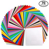 Permanent Adhesive Backed Vinyl Set by Ohuhu, 60 Vinyl Sheets + 10 Transfer Tape Sheets, 30 Assorted Colors 12" x 12", for Silhouette Cameo, Cricut, Craft Cutters (70 Pack) Valentine's Day Decorating