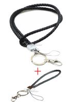 Braided Necklace LANYARDs and Wristlet Keychain for key, ID holder, USB, or Camera (Black)