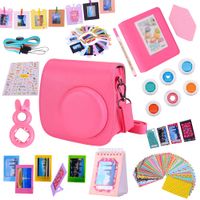 Tiessic Instax Mini 9 Camera Accessories Bundles Compatible with Fujifilm Instax Mini 9 Mini 8 Mini 8+ Camera with Mini 9 Case,64 Photos Mini Photo Album,etc. (Flamingo Pink，14 Items)