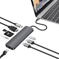USB C Hub, USB C Adapter, EUASOO 9 in 1 Thunderbolt 3 hub, Multiport USB C to HDMI Adapter with Type C Charging Port, USB 3.0 Ports, Ethernet Port for MacBook Pro 2017/2016, Chromebook Pixel and More