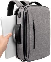 Slotra Convertible Backpack 15.6 Laptop Bag 3 in 1 Carry On Backpack Briefcase Messenger Shoulder Bag With Removable Strap Grey