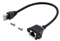 AAOTOKK Cat 6 Ethernet Network Cable RJ45 Male to Female Shielded Ethernet Network Connector Screw Panel Mount Extension Cable for Router, Modem (0.3M/1ft)