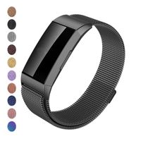 Meikeio Replacement Bands Compatible for Fitbit Charge 3, Charge 3 Stainless Steel Metal Bands(Black,Large)