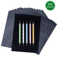 200 Sheets Carbon Paper Black Graphite Paper Transfer Tracing Paper and 5 Pieces Ball Embossing Styluses for DIY Wood Burning, Paper, Canvas and Other Art Craft Surfaces