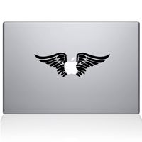 The Decal Guru 0155-MAC-11A-BLA Cherub Angel Wings Vinyl Sticker, 11" Macbook Air, Black