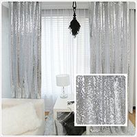 TRLYC Glitter Sequin Backdrop Curtains for Wedding Party Decor (2 Panels, W2 x H8FT,Sliver)