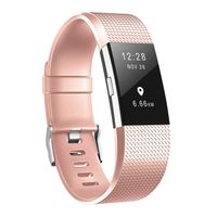 Smasy Replacement Bands Compatible with Fitbit Charge 2, Soft Silicone Adjustable Sport Wristbands Small Large (Rose Gold, Large(6.7"-8.1"))