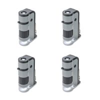 Carson MicroFlip 100x-250x LED Lighted Pocket Microscope with Flip Down Slide Base, Smartphone Adapter Clip, and UV Flashlight (Set of 4)