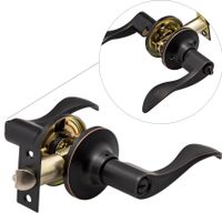 Berlin Modisch Entrance Lever Door Handle [Lock with Two Keys] for Office or Front Door with a Oil Rubbed Bronze Finish, Reversible for Right & Left Side, with a Door Bumper Wall Protector
