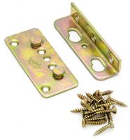 No-Mortise Bed Rail Fittings Complete Set of 4 - Premium Heavy Duty Rust Proof Frame Bracket for Connecting to Wood, Headboards and Foot-Boards, Universal FIT - 3.4 X 1.4 X 0.6 Inch High with Screws