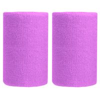 BBOLIVE 4' Inch Wrist Sweatband in 27 Different Neon Colors - Athletic Cotton Terry Cloth - Great for All Outdoor Activity(1 Pair) (Light Purple)