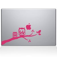 The Decal Guru Two Owls on a Branch Decal Vinyl Sticker, 11" MacBook Air, Pink (2353-MAC-11A-BG)
