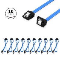 Sata cable TXLOVE 18 Inch SATA III 6.0 Gbps Data Cable with Locking Latch and 90-Degree Plug, 10x Sata Cable Blue