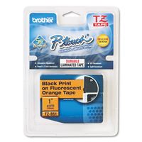Brother 1 Inch x 26.2 Feet Black on Fluorescent Orange Labeling Tape for P-Touch (TZB51)