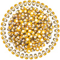 YGDZ Tiny Wooden Bee, 200 Pack Self-Adhesive Wood Bumble Bees Flatback Embellishment for Crafts Scrapbooking DIY Party Decor