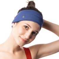 BLOM Original Headband. Women's Multi Style Headband for Yoga Fashion Workout Athletic or Sports. Wide Sweat Wicking Stretchy. Happy Head Guarantee. Designer Style Quality. Indigo