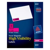 Avery Neon Address Labels with Sure Feed for Laser Printers, 1 x 2 5/8", 750 Pink Stickers (5970)