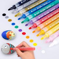 Acrylic Paint Marker Pens, Morfone Set of 12 Colors Markers Water Based Paint Pen for Rock Painting, Canvas, Photo Album, DIY Craft, School Project, Glass, Ceramic, Wood, Metal (Medium Tip)