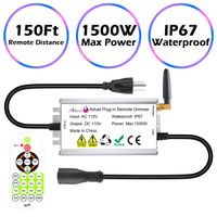 ADust Outdoor Dimmer, RF Plug-in Outdoor Dimmer Switch, Wireless Remote Control Dimming Controller - 1500W Power/IP68 Waterproof/150FT Range/Timer Control/3 Prong Outlet for Dimmable LED String Lights