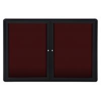 Ghent 34" x 47" 2-Door Ovation Letter Board Burgundy, Black Frame (OVK2-BBG)