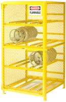 Little Giant GSH-36W-70H 13-Gauge Steel Horizontal Gas Cylinder Storage Unit, 8 Cylinders Capacity, 36" Width x 70" Height x 38" Depth, Yellow