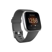 Fitbit Versa Lite Smartwatch, Charcoal/Silver Aluminum, One Size (S & L Bands Included)