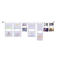 Wall Mount Children's Art Projects Display Stainless Steel Wire Rod with 48 Hanging Clips 16.5 Feet Long