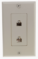 Leviton C2447-I Decora Flush Mount Duplex Phone Jack Wall plate, Color Ivory