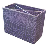 Aurora GB PROformance Pencil Cup, 5 3/8 in. L x 2 7/8 in. W x 4 1/8 in. H, Purple, Croc Embossed, Blackberry Trim, Eco-Friendly, Recyclable, Made in USA (AUA09279)